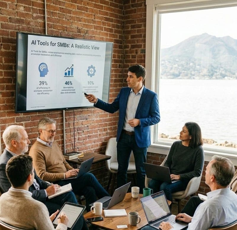 Kelan Bomar leading an AI training session for a team